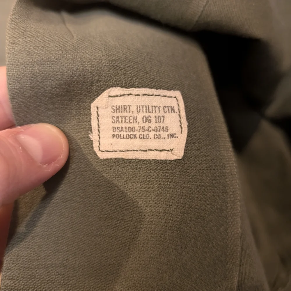 VTG 70s USMC Sateen Utility Shirt Olive Green Military Utility Shirt Jacket
